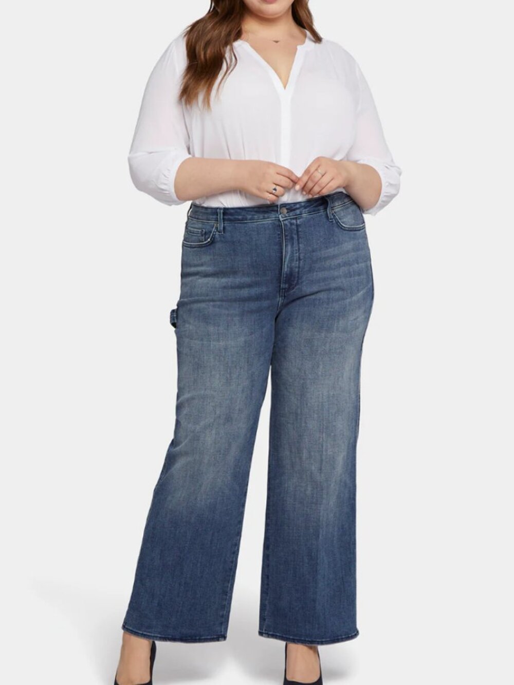 NWT NYDJ Teresa Wide Leg Jeans with High Rise And Utility Detail - Caliente 22W